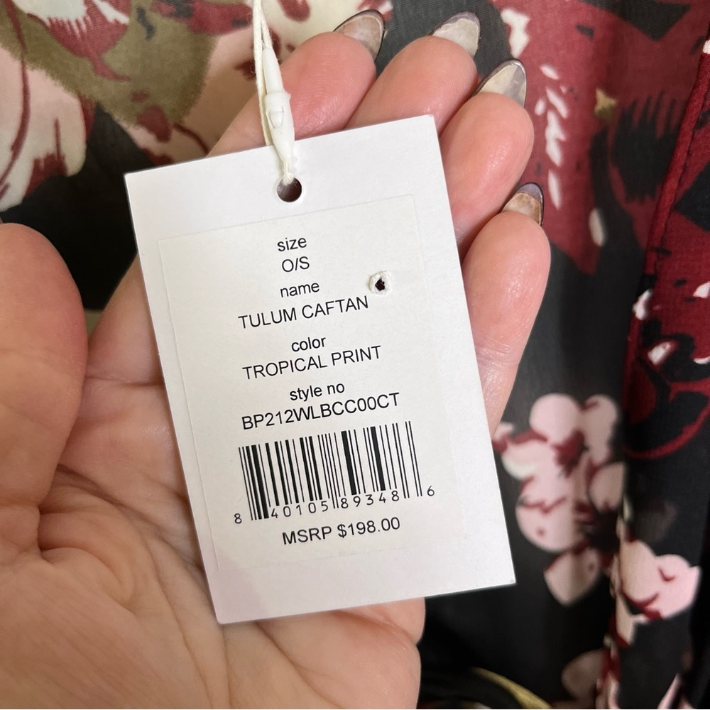 NWT Walter Baker Tulum Multicolor Floral caftan swim coverup kimono tie front - Picture 6 of 9